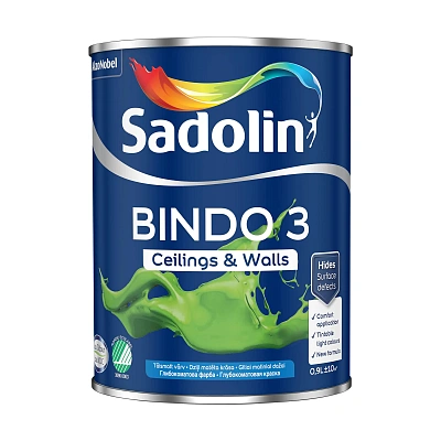 Емульсійна фарба Sadolin Bindo 3 для стін та стелі, біла, BW, 0.9 л