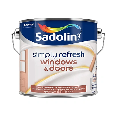 Фарба 2-в-1 Sadolin Simply Refresh Windows & Doors для вікон і дверей, напівматова, біла, BW, 2.5 л