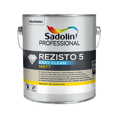 Акрилова фарба Sadolin Professional Rezisto 5 Easy Clean для стін, брудовідштовхувальна, біла, BW, 2.5 л