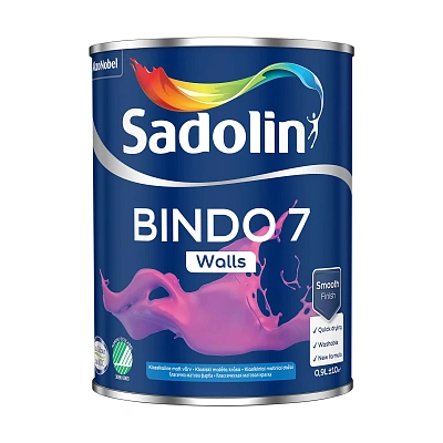 Емульсійна фарба Sadolin Bindo 7 для стін, біла, BW, 0.9 л