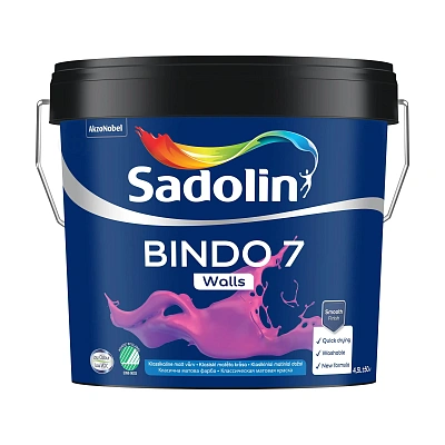 Емульсійна фарба Sadolin Bindo 7 для стін, біла, BW, 4.5 л