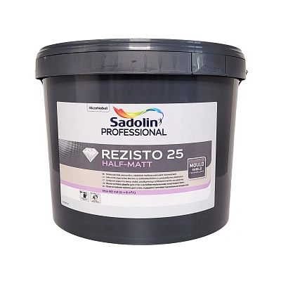 Акрилова фарба Sadolin Professional Rezisto 25 для стін, вологостійка, біла, BW, 10 л