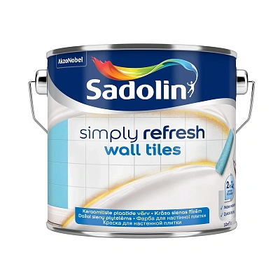 Фарба 2-в-1 Sadolin Simply Refresh Wall Tiles для керамічної плитки, напівматова, біла, BW, 2.5 л