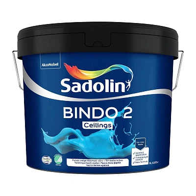 Емульсійна фарба Sadolin Bindo 2 для стелі, біла, BW, 9 л