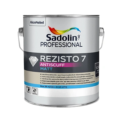 Акрилова фарба Sadolin Professional Rezisto 7 Antiscuff для стін, зносостійка, безбарвна, BC, 2.33 л
