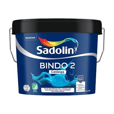 Емульсійна фарба Sadolin Bindo 2 для стелі, біла, BW, 2.5 л
